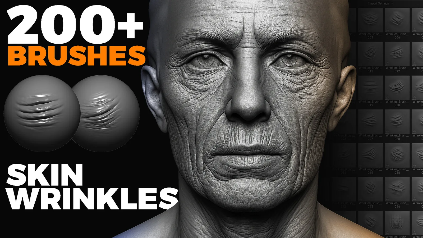 200+ Skin Wrinkles Sculpting Brushes For Blender & Zbrush